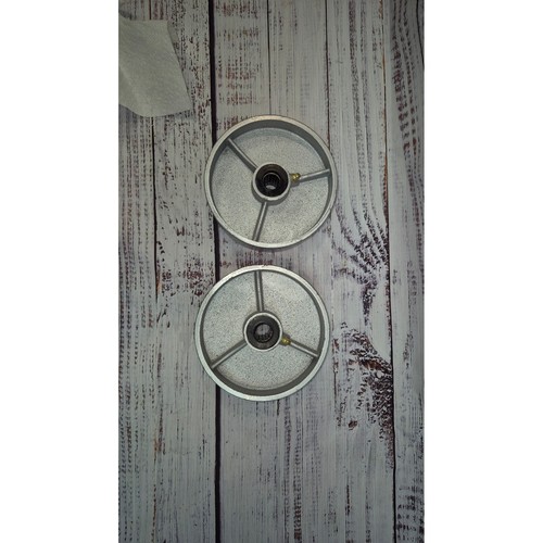 Pair of Cast Aluminum Industrial Wheels with Needle Bearings and Grease Zerks