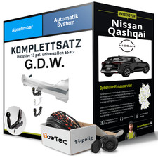 Für NISSAN Qashqai II Typ J11 Anhängerkupplung abnehmbar +eSatz 13pol uni 18-19