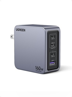 UGREEN Nexode Pro 160W GaN USB C Laptop Charger, 4-Port PD 3.1 PPS Space Gray 
