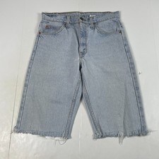 VINTAGE Levis 505 Shorts Mens 30 x 12 Blue Cut Off Light Wash Orange Tab Denim