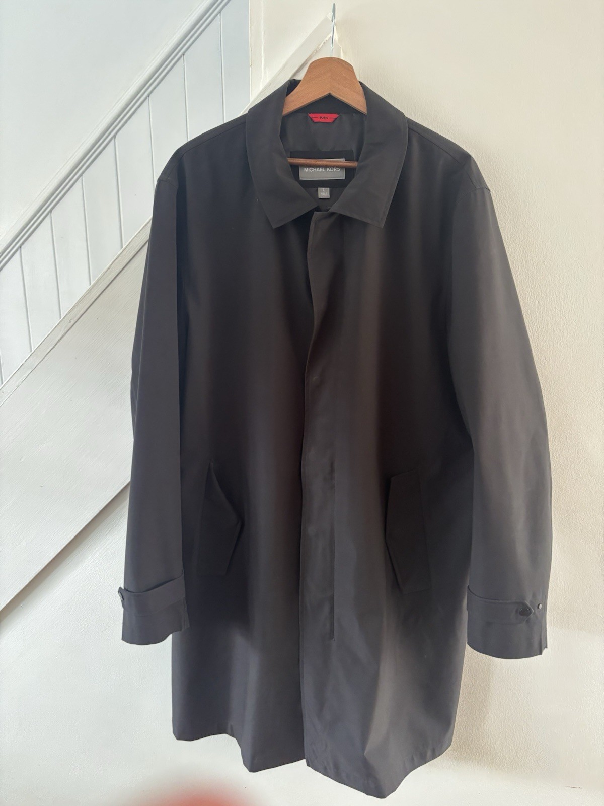 Michael Kors Black Lightweight Long Trench Jacket Mens Size L - RRP £345