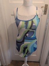 Ladies Prettylittlething Size 8 Blue And Green Sleeveless Knee Length Dress