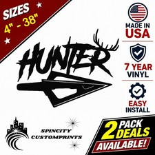 Hunter Broadhead Deer Antlers Vinyl Decal Hunting Truck Window Laptop Sticker