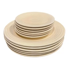 Fiesta Ivory Dinnerware Set 12 Piece (6 Dinner & 6 Salad Plates) USA 1986 Mint