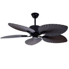 52 inch Traditional Ceiling Fan Light 5 PVC Blades Remote Matte Black Bedroom