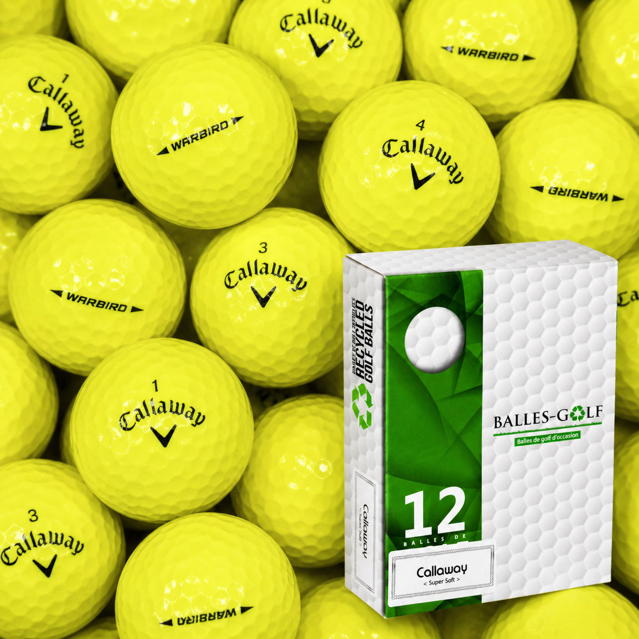 Callaway Warbird Yellow Golf Balls 12 Pack Pearl Grade Lake Balls Recycled