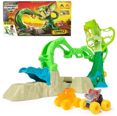Monster Jam Mini Jams, Cobra s Crazy Escape 28  Motorized Playset, 2 Exclusiv...