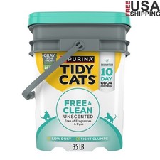 Unscented Cat Litter Low Dust Clumping Odor Control 35 lb Pail Natural Formula