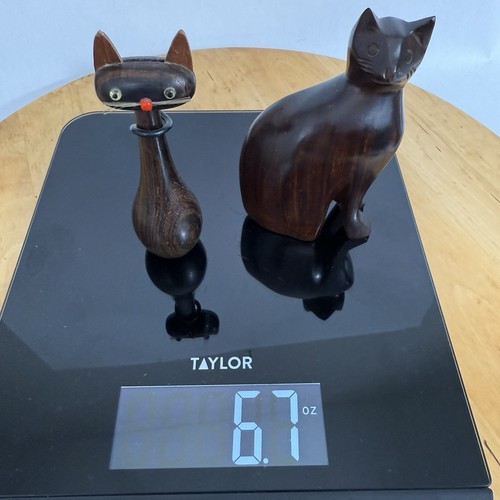 Ironwood Sitting Cats Kitten Figurine Mini Wood Sculpture Hand Carved Kokeshi - Picture 9 of 9