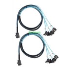 2PCS Mini SAS HD Breakout SFF-8643 to 4X SATA Right Angle Server Raid Kabel 1M
