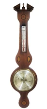 Vintage 20th C ENGLISH Style Mahogany CONCH SHELL Inlaid BAROMETER