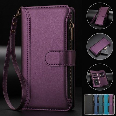 For iPhone 17 16 15 14 13 12 11 Pro Max 8 Plus Case Leather Wallet Cards Cover