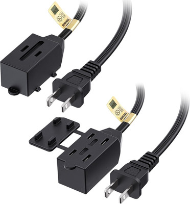 Cable Matters [UL Listed] 2-Pack 16 AWG 2 Prong Extension Cord 10 Ft, 13A 3-Outl