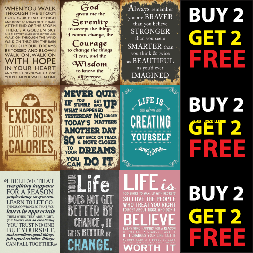 METAL PLAQUES POSTERS SIGNS RETRO MOTIVATION INSPIRING QUOTES SAYINGS A4 PRINTS - Picture 1 of 10