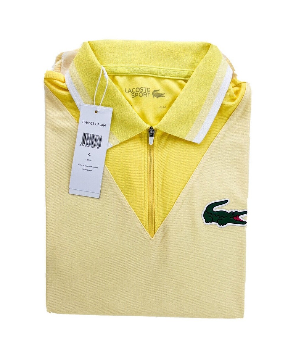 Lacoste Men's Miami Open 2022 Tennis Zipper Yellow Polo T Lacoste Men's Miami Open 2022 Tennis Zipper Yellow Polo T