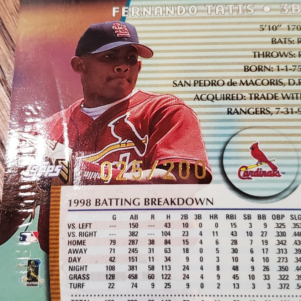 SERIAL 1999 Stadium Club St. Louis Cardinals Baseball Card #221 Fernando Tatis - Image 3 of 3