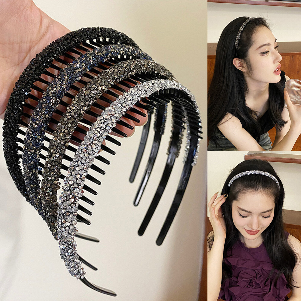 Women Rhinestones Antislip Hairband Crystal Headband Hair Band