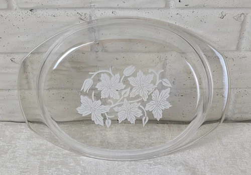 Vintage Pyrex Replacement Lid White Flowers 13" x 9" France