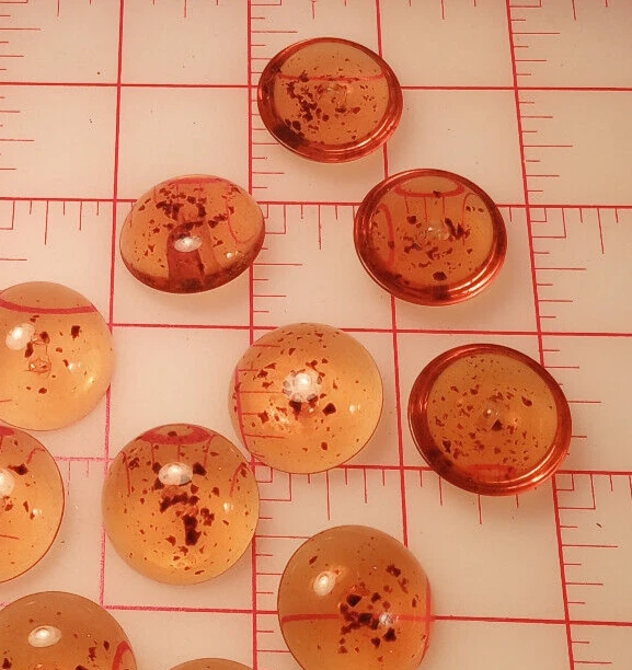 150 S-M-L Faux Amber Plastic Dome Shank Button Clear Imitation Amber W Specks - Image 3 of 4