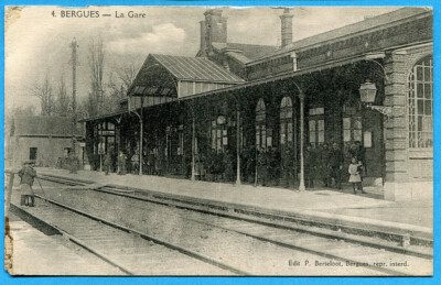 Postkarte: Bergues - La Gare / 1915
