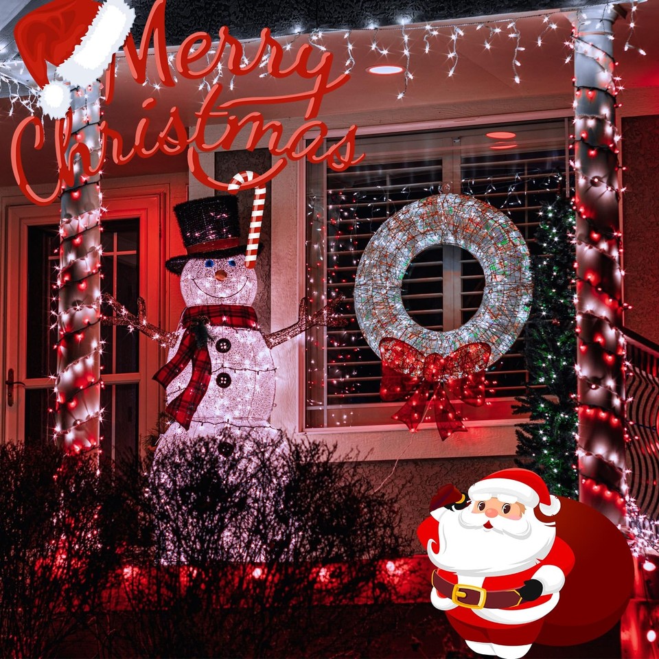 2Pack Red White Christmas Mini String Lights Battery Operated 32.8Ft