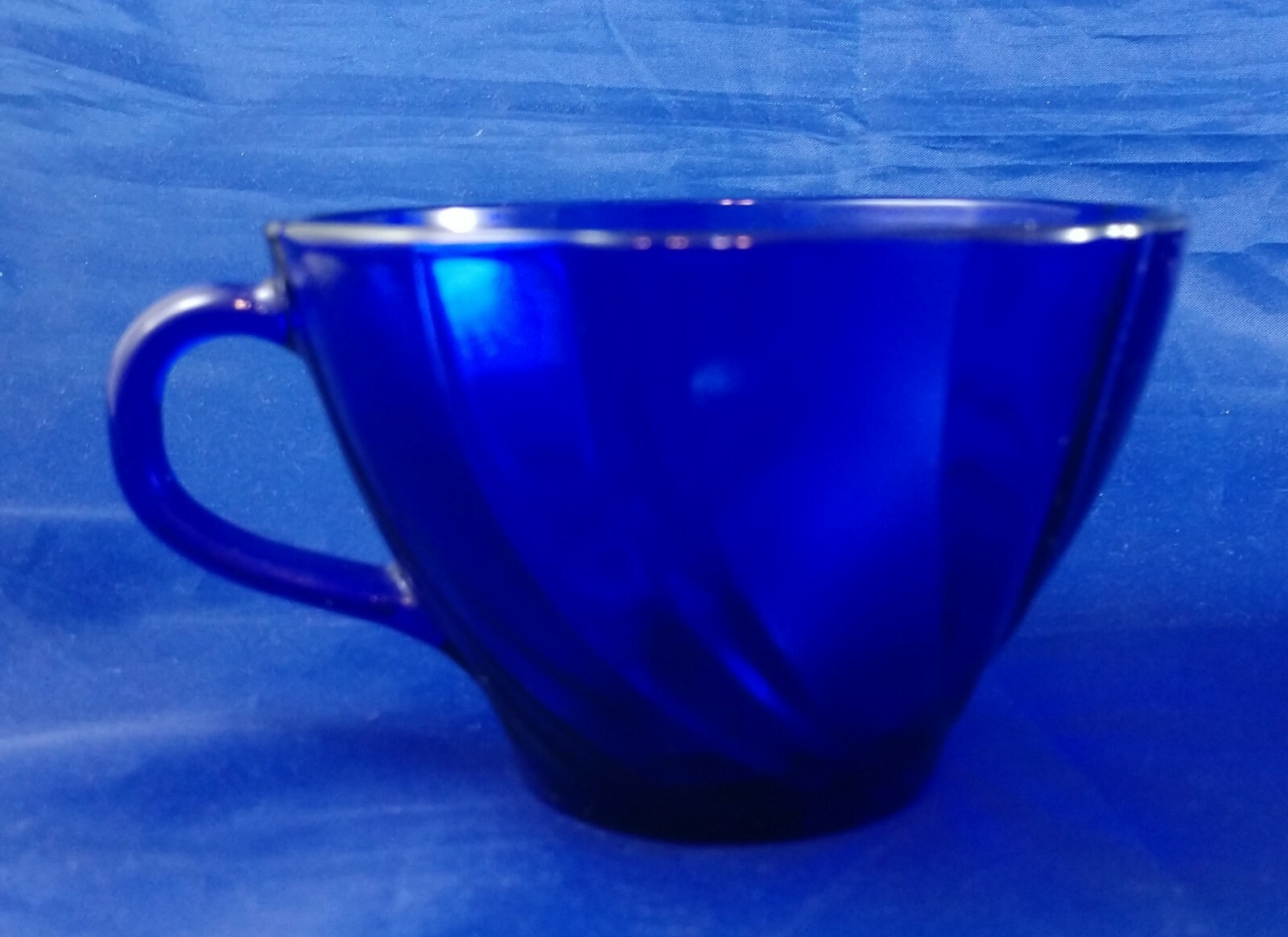Vintage Set (3) Cobalt Blue Pressed Glass Tea Cups Made in France eBay