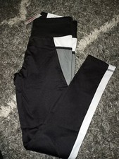 Girls justice high waist active mesh legging 12 new black w/white