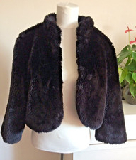 Black Faux Fur Short Crop Bolero Jacket M/l Goth Whitby
