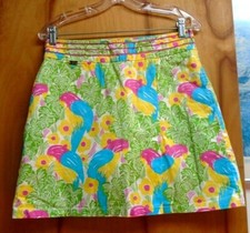 Lilly Pulitzer Bright Multi Color Jungle Design w/Parakeet Skirt/Skorts Size 4