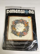 Dimensions Crewel Kit 1270 Blue Ribbon Wreath 1984 sealed new 16 x 16