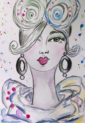 grafik Kohle Aquarell watercolor Zeichnung Drawing Kunst Abstract Porträt 