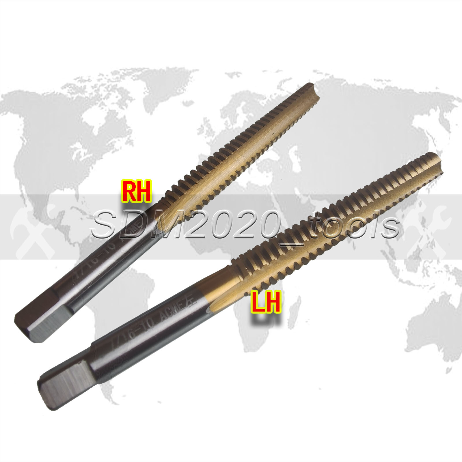 Left. Tap ACME 7/16-10 left & right hand trapezoidal TiN Ti plated thread tap 7 ...
