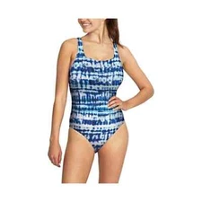 Speedo Women's Printed Square Neck One Piece Swimsuit Bright Cobalt Size M