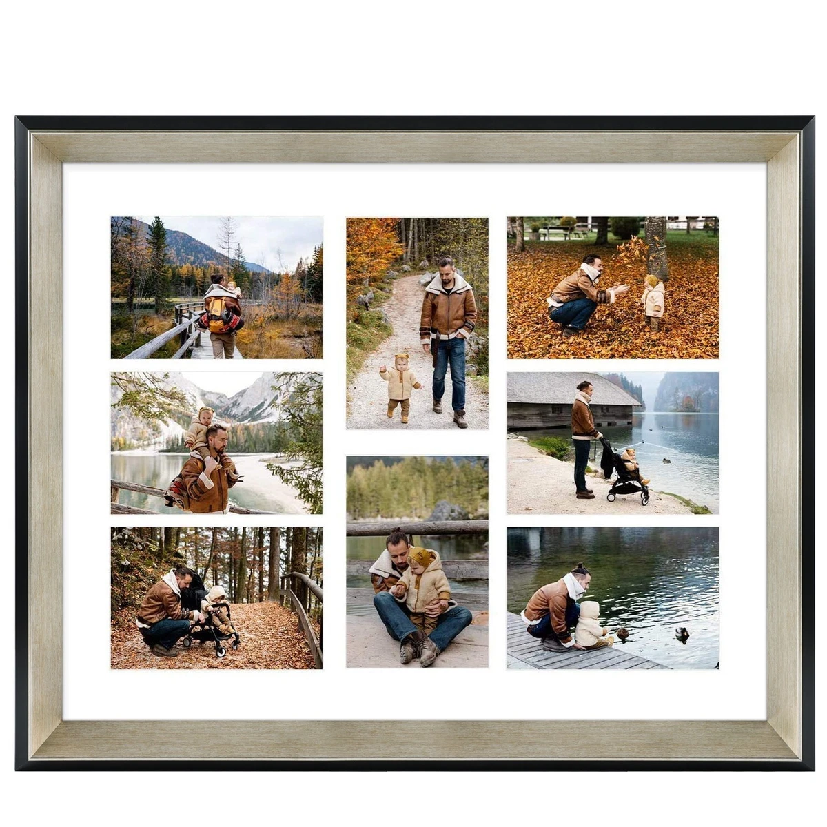 8 x 8 Black Picture Frame - Displays Photos 4 x 4 with Mat