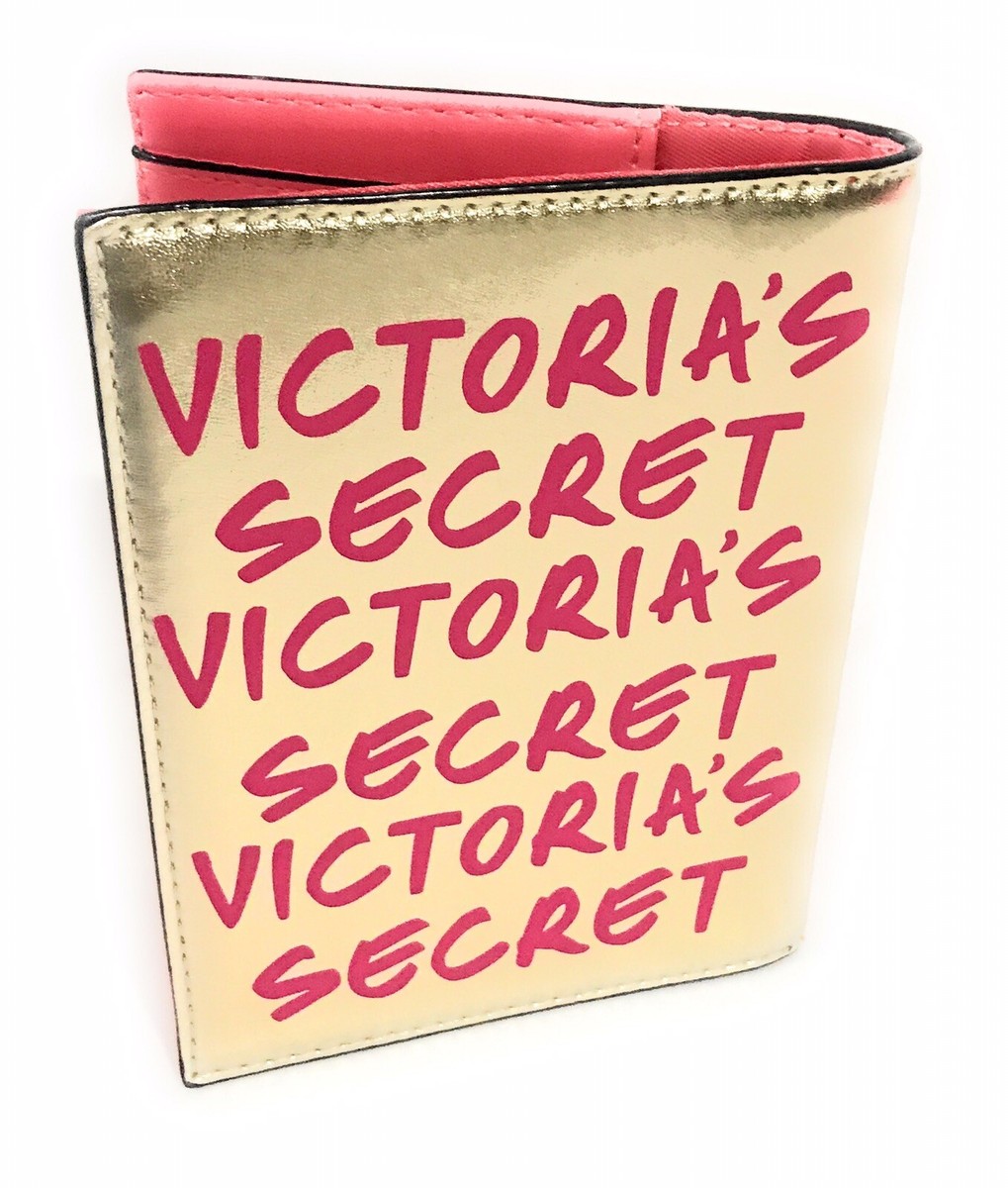 Victoria's Secret Passport Holder Pink And Metallic Gold Card