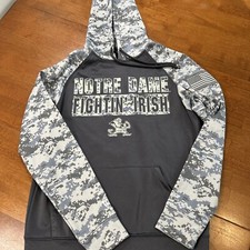 Notre Dame Fighting Irish Hoodie Grey Camouflage Military OHT Men’s Size S Small