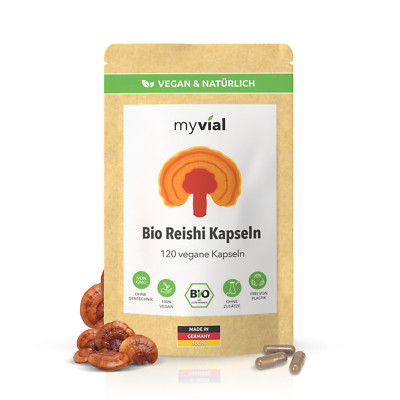 Bio Reishi Pilz 120 Kapseln 400mg 60 Tage Vorrat Made in Germany Vegan