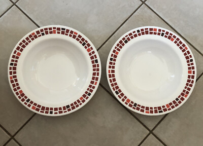 Corelle Precious Colors Red Mosaic Tiles Pasta Serving Bowls Set of 2 -10 3/4''