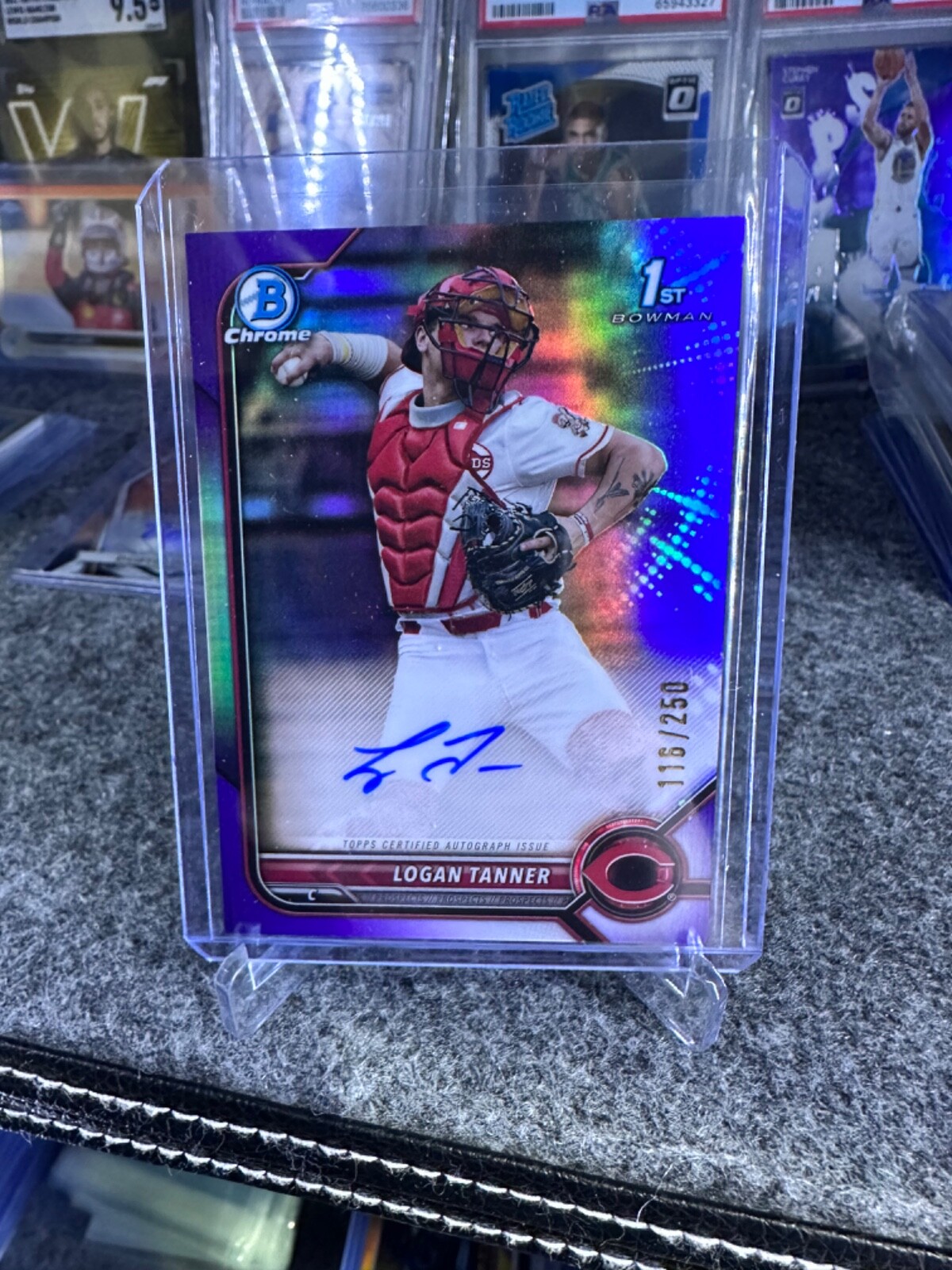 2022 Bowman Chrome Auto Logan Tanner Purple Refractor Auto /250 1st Bowman