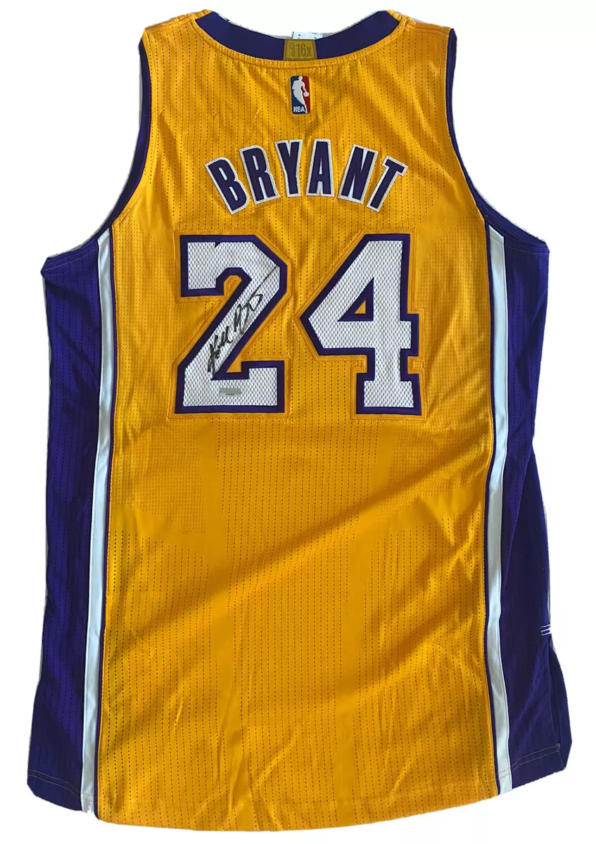 Kobe Bryant Panini Autographed #24 Lakers Authentic Gold Jersey, Signed