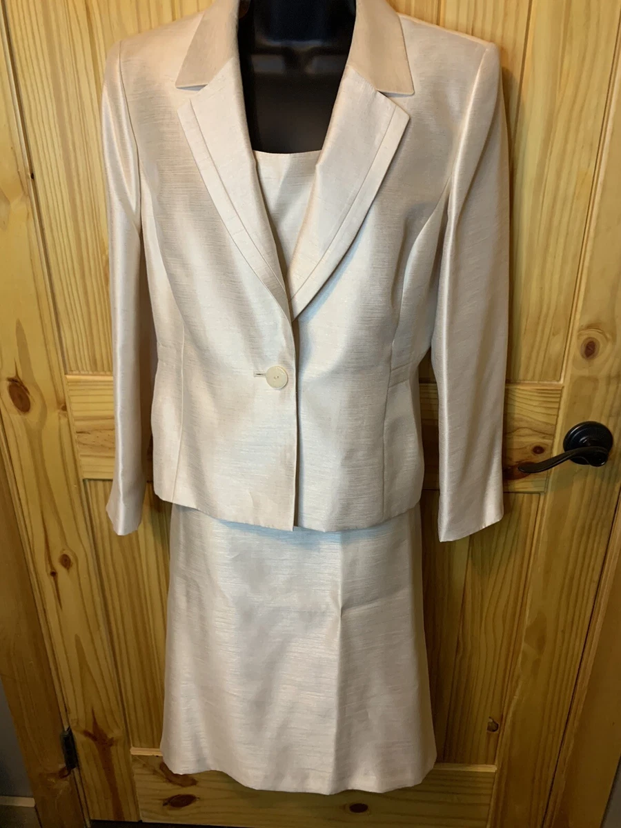 Kasper Cream 3 Pc Jacket Top Skirt Suit 12P, Wedding, Mother of the bride