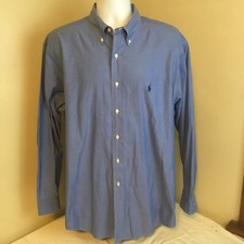 Ralph Lauren Mens Shirt Blue Yarmouth 100 Cotton Pinpoint Oxford 16 34 FS 