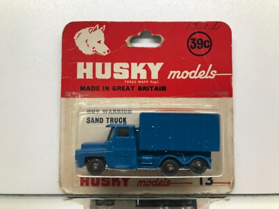 HUSKY MODELS 13 GUY WARRIOR SAND TRUCK -BLUE inch - GOOD IN BLISTER CARD - 291