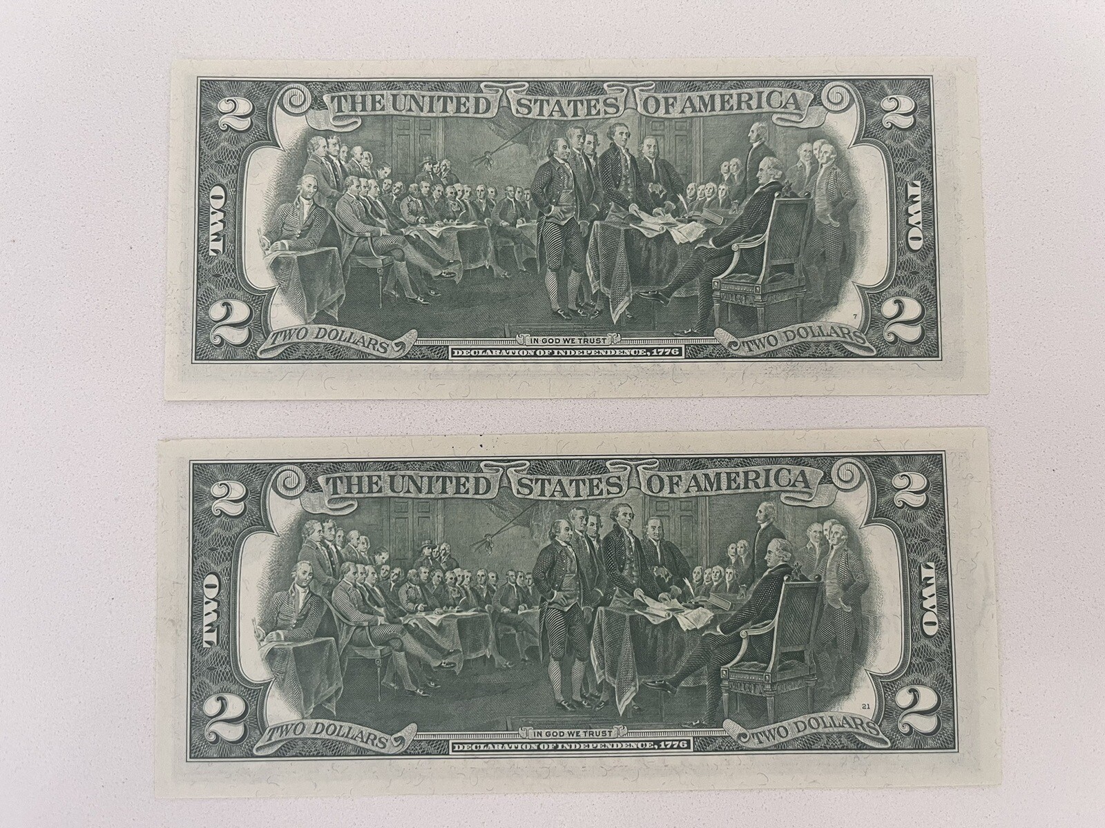 Uncirculated Pair 1976 2 Dollar Bills First Day Issue Averill park, NY