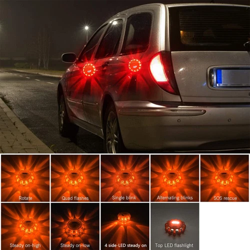 3/6X Warnleuchte Auto Wasserdicht LED Warnleuchte mit Magnet und 9 Leuchtmodi - Bild 7 von 17