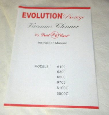 Evolution Prestige Vacuum Cleaner Manual 6000 Series