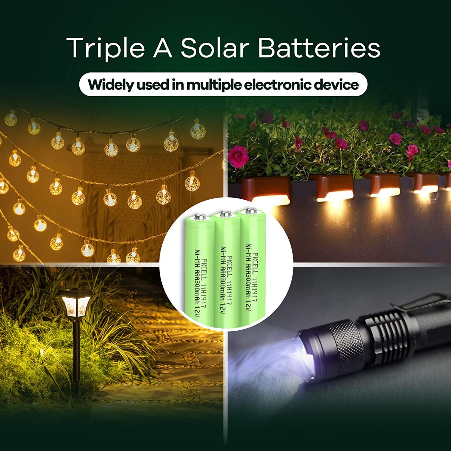 30 Rechargeable AAA Battery for Solar Garden Light NiMH 1.2V Battery