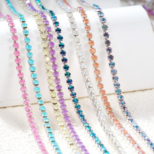 10yard ss6 Mocha Colour Silver support Chain glass Rhinestone Crystal DIY Crafts