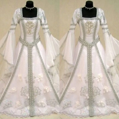Viktorianisches Schwarzweiss-Hochzeitskleid Gotisches Puffärmel Organza Country - Bild 1 von 4