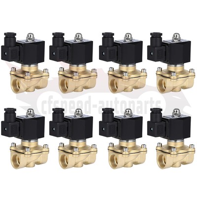 8PCS 3/4'' NPT Air Ride Suspension Electric Solenoid Valve Brass 110-120V Air N/C